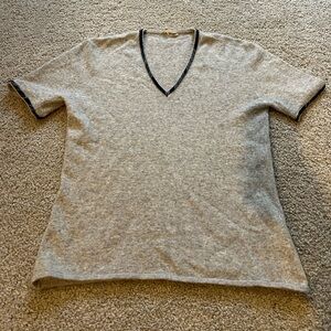 MALO cashmere short sleeve sweater top with beading detail grey